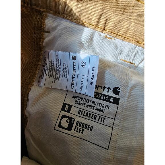 Carhartt Rugged Flex Relaxed Fit Brown Canvas Work Shorts 2514 Normcore Gorp 42 - Picture 7 of 7